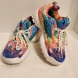 Tye dye Fila sneakers shoes Size 8